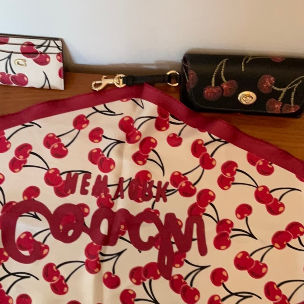 Coach Diamond Cherry Silk Scarf - Picture 2 of 10